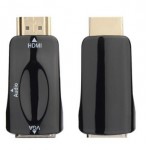 Переходник преобразователь HDMI -> VGA размер mini, звук, кабель джек 3,5 шт-шт, black