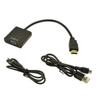 Переходник преобразователь HDMI -> VGA с проводом, звук, кабель jack 3.5 шт-шт, доп.питание microUSB