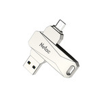 Флешка Dual USB (+microUSB) 3.0 32Gb Netac U381 silver