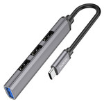 Разветвитель Hub USB type-c Hoco HB26 4 порта USB type-A gray