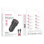 Автомобильное зарядное устройство Borofone BZ19A QC3.0 18W USB-A каб. Type-C Black