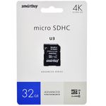 Карта памяти Micro SDHC SmartBuy 32GB Cl10 U3 V30 A1 +SDадп.